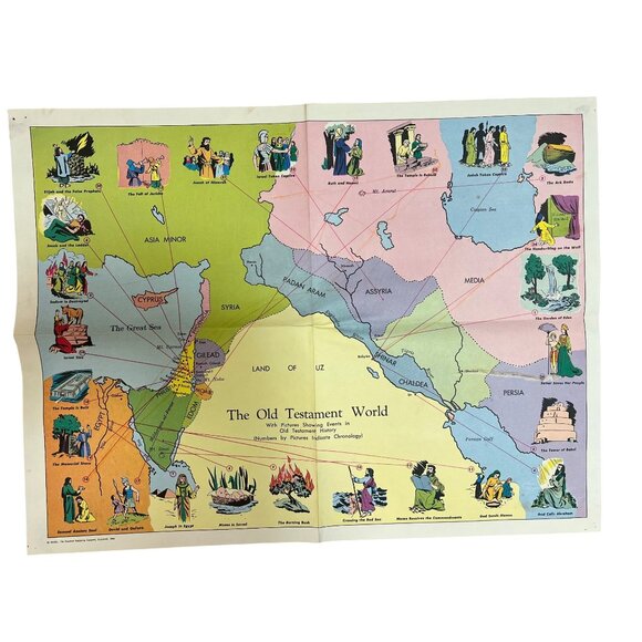 1951 Standard Bible Maps And Charts 8 Poster Set 19x25 Sunday School Vintage Lot - Picture 11 of 11